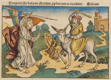 Balaam and the Angel (illustration from the 1493 Nuremberg Chronicle)