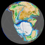 Breakup of Gondwana at c. 150 Ma (left), c. 126 Ma (centre) and at c. 83 Ma (right)[note 3]