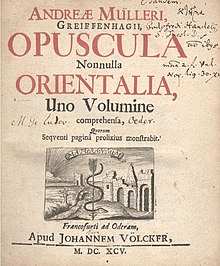 Naskah Opuscula nonnulla orientalia, ditulis dalam bahasa Latin oleh jerman ahli kebudayaan cina Andreas Muller. Banakati ini Tarikh-i Banakati termasuk dalam bekerja.