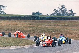 Russell Ingall leads Troy Dunstan, Mark Larkham and Michael Mortimer on his way to winning the Oran Park round. OranPk70 1.jpg