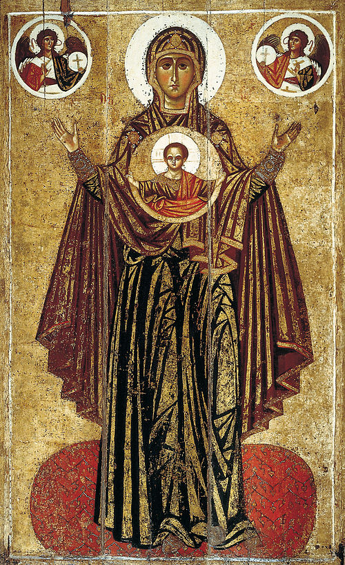 Icon of the Theotokos Orans from Spasky Cathedral in Yaroslavl (13th-century).