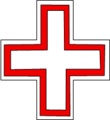Croce d'argento sarchiata di rosso