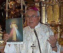 Bishop Pavol Hnilica rehabilitated multiple-convicted Austrian priest Joseph Seidnitzer in 1991. Otec biskup Pavol Maria Hnilica v Trnave.jpg