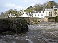 Inondations à Quimperlé : l'Ellé en crue au niveau du pont Lovignon, juste avant sa confluence avec l'Isole (8 février 2014)