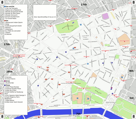 Map of the 8th Arrondissement