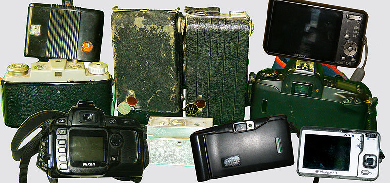 Back side of photographic cameras.