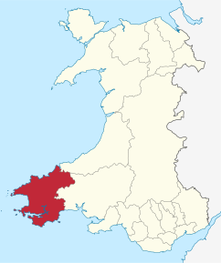 Poziția regiunii Pembrokeshire principal area