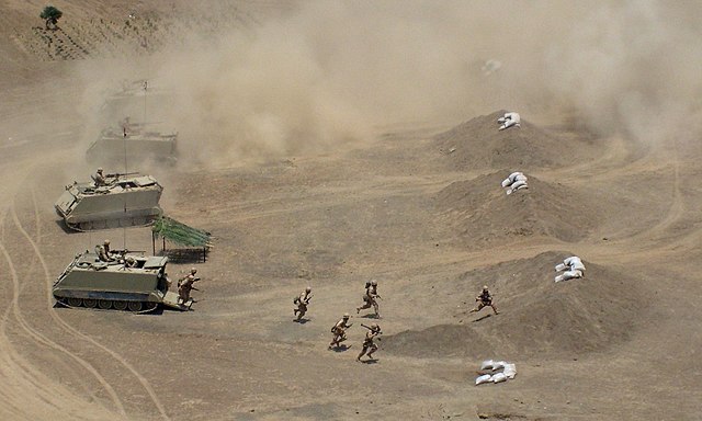 Peruvian Infantry disembarking from Infantry Fighting Vehicles in the Cruz de Hueso Exercise, 2007