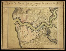 1771 - Plan de la ville, du port et arcenal de marine de Brest (Antoine Choquet de Lindu).
