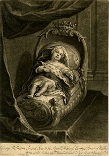 Mezzotint van de baby prins George William