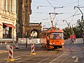 Čeština: Křižovatka Národní divadlo, kolaudace rekonstruované tramvajové trati Národní divadlo – Staroměstská měřícím vozem Tatra T3 ev. č. 5521, Praha English: Národní divadlo crossroad, final inspection of tram track Národní divadlo – Staroměstská with measuring tram Tatra T3 reg. 5521, Prague