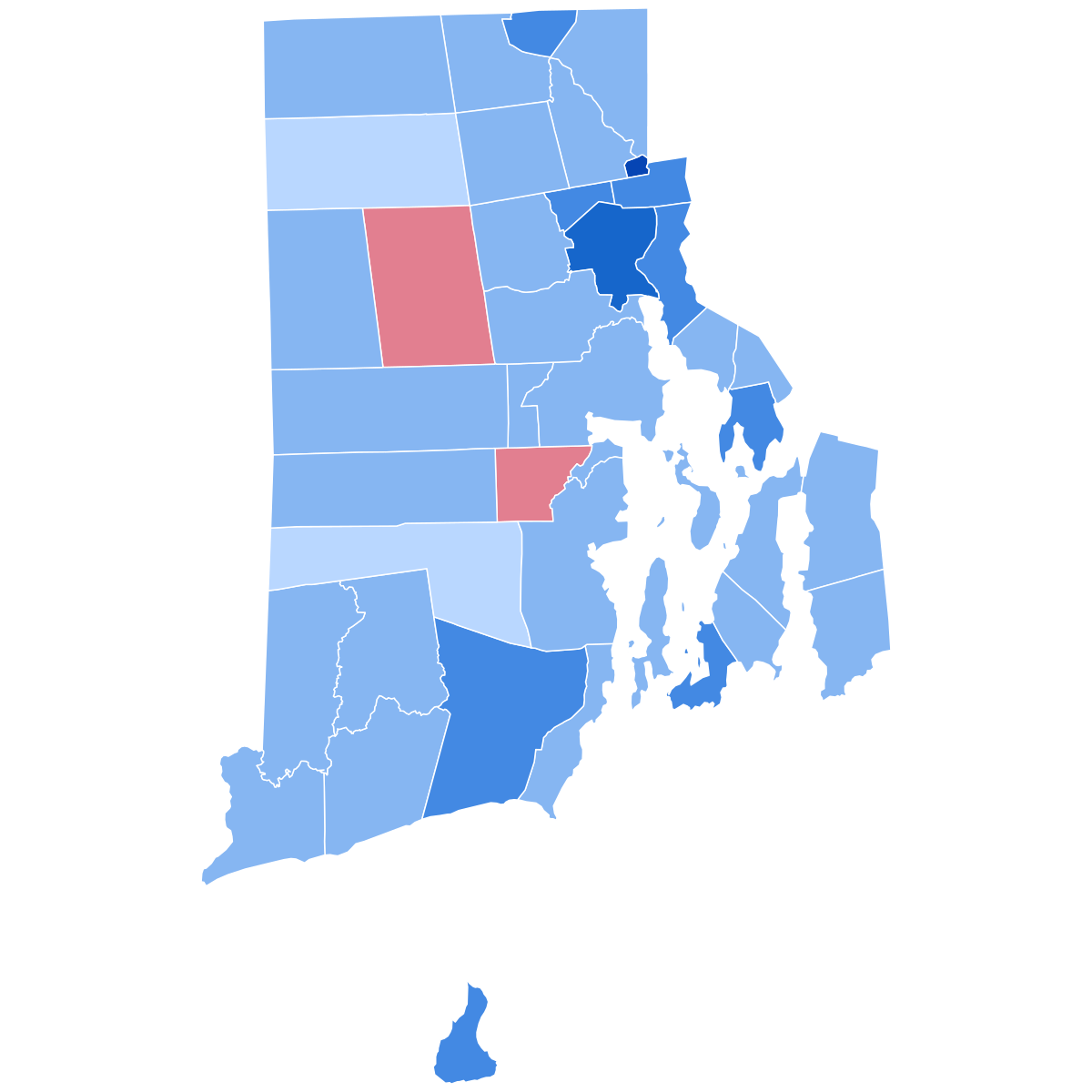 Президентский штат. Rhode Island election by Municipality.