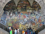 El mural de Diego Rivera La Historia de México en el Palacio Nacional de la Ciudad de México