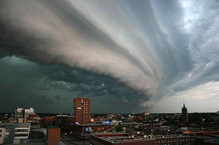 A shelf cloud over Enschede, Netherlands