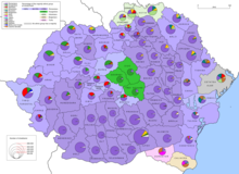 Ethnic map of the Kingdom of Romania based on the 1930 census data Romania 1930 ethnic map EN.png