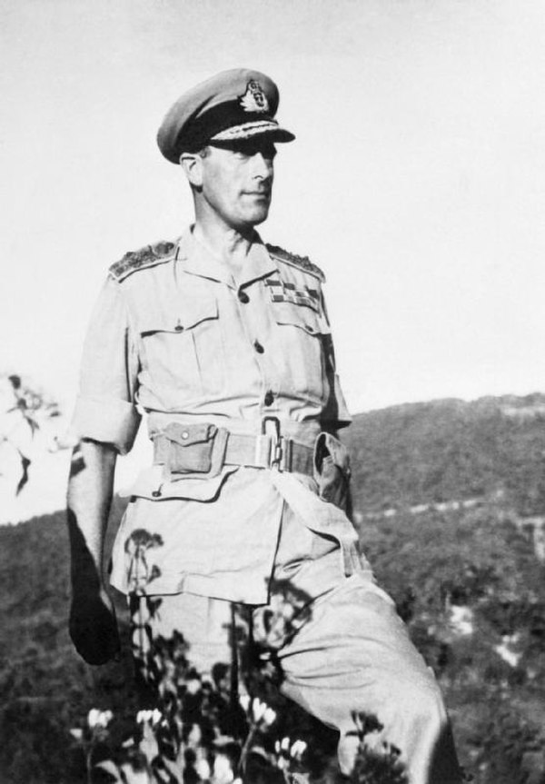 Lord Louis Mountbatten, Supreme Allied Commander, seen during his tour of the Arakan Front in February 1944