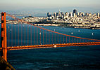 The Golden Gate Bridge with the city of San Francisco in the background