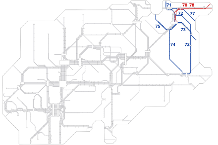 Síťová mapa linek 70 až 79