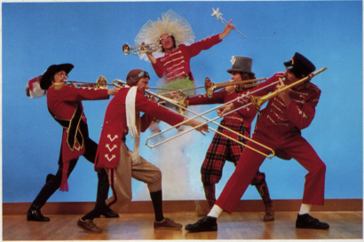 The Brass Band performing "Sabre Dance" by Aram Khachaturian. Performers left to right - The Captain, Jimby, Loois Tooloose, Fritz Frumheimer, Buford Sabre Dance.png