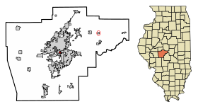 Sangamon County Illinois Incorporated and Unincorporated areas Southern View Highlighted.svg