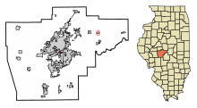 Sangamon County Illinois Eingemeindete und nicht eingetragene Gebiete Southern View Highlighted.svg