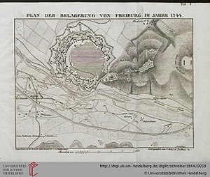 Plan der Belagerung von Freiburg 1744