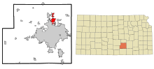 Sedgwick County Kansas beépített és be nem épített területei Park City Highlighted.svg