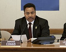 Coggs chairing a committee hearing in 2009 Sen. Coggs (3522285279) (1).jpg