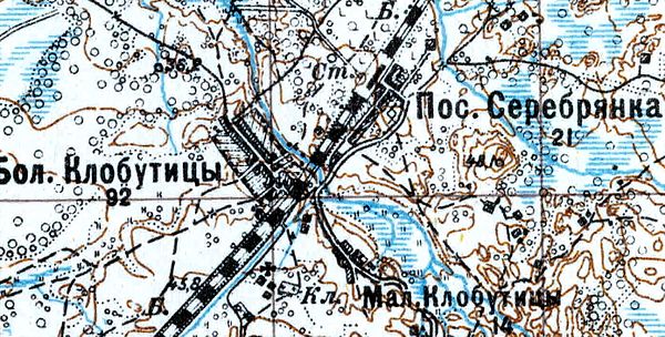 Посёлок Серебрянка карте 1926 года