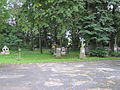 English: Church in Sieniawa village. Historical tombstones Polski: Kościół we wsi Sieniawa (powiat krośnieński). Zabytkowe groby