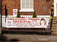 Sign outside Michael Shields's house on the day of his release Sign Outside Michael Shields.jpg