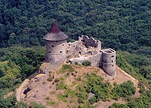 Aerial view of the Šomoška Castle