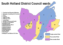 Map showing the ward boundaries of South Holland District Council South Holland District Council wards.svg