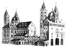 Speyer Cathedral showing the fire damage to the nave Speyer Dom 1750.jpg