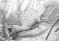 A recently uploaded restoration of Spinosaurus predating on a lungfish by Denny Navarra
