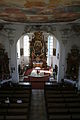 Blick von der Orgelempore in das Hauptschiff in Richtung Chor, St. Ulrich, Amendingen