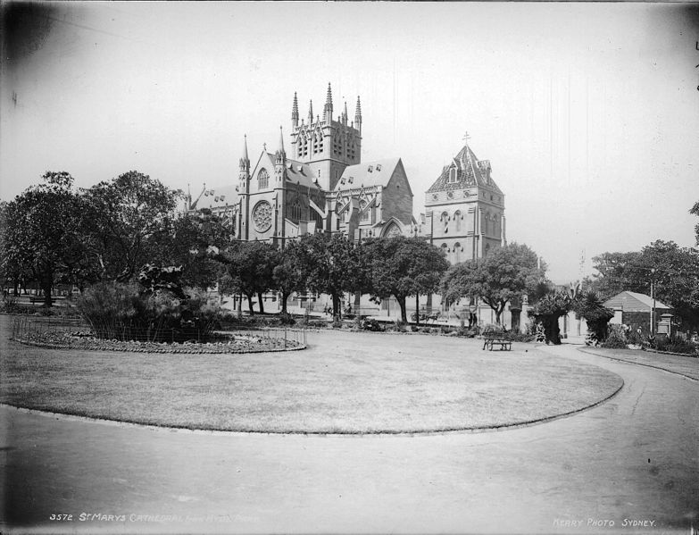 File:St Mary's Cathedral from Hyde Park, Sydney from The Powerhouse Museum Collection.jpg