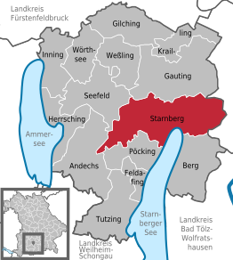 Kaart van Starnberg