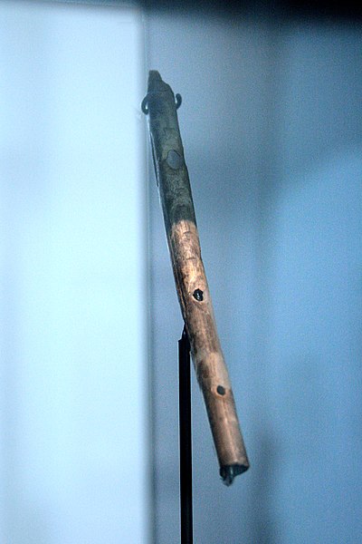 Bone flute from Geissenklösterle, Germany, dated around c. 43,150–39,370 BP.