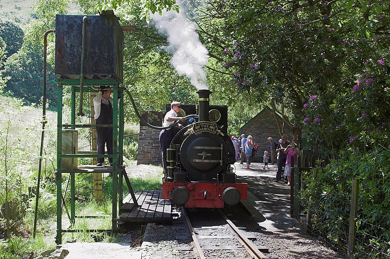 File:Taking water at Dolgoch station.jpg