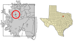 Lage des blauen Hügels in Tarrant County, Texas