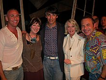 Shambala benefit stage production of The Birds in Hollywood, California: (L-R) Shambala supporter Don Norte, Veronica Cartwright, playwright David Cerda, Tippi Hedren, and Shambala supporter Kevin Norte, 2006 The Birds 026.jpg