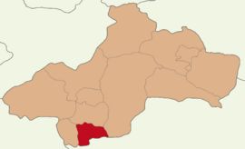 Map showing Yeşilyurt District in Tokat Province