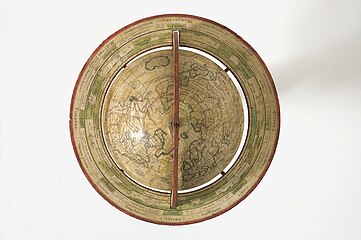 Top view of a 1765 globe.