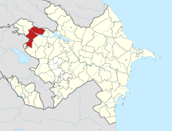 Mapa Azerbejdżanu pokazująca dystrykt Tovuz