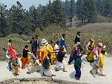 Tungnath idol being taken up to the temple.