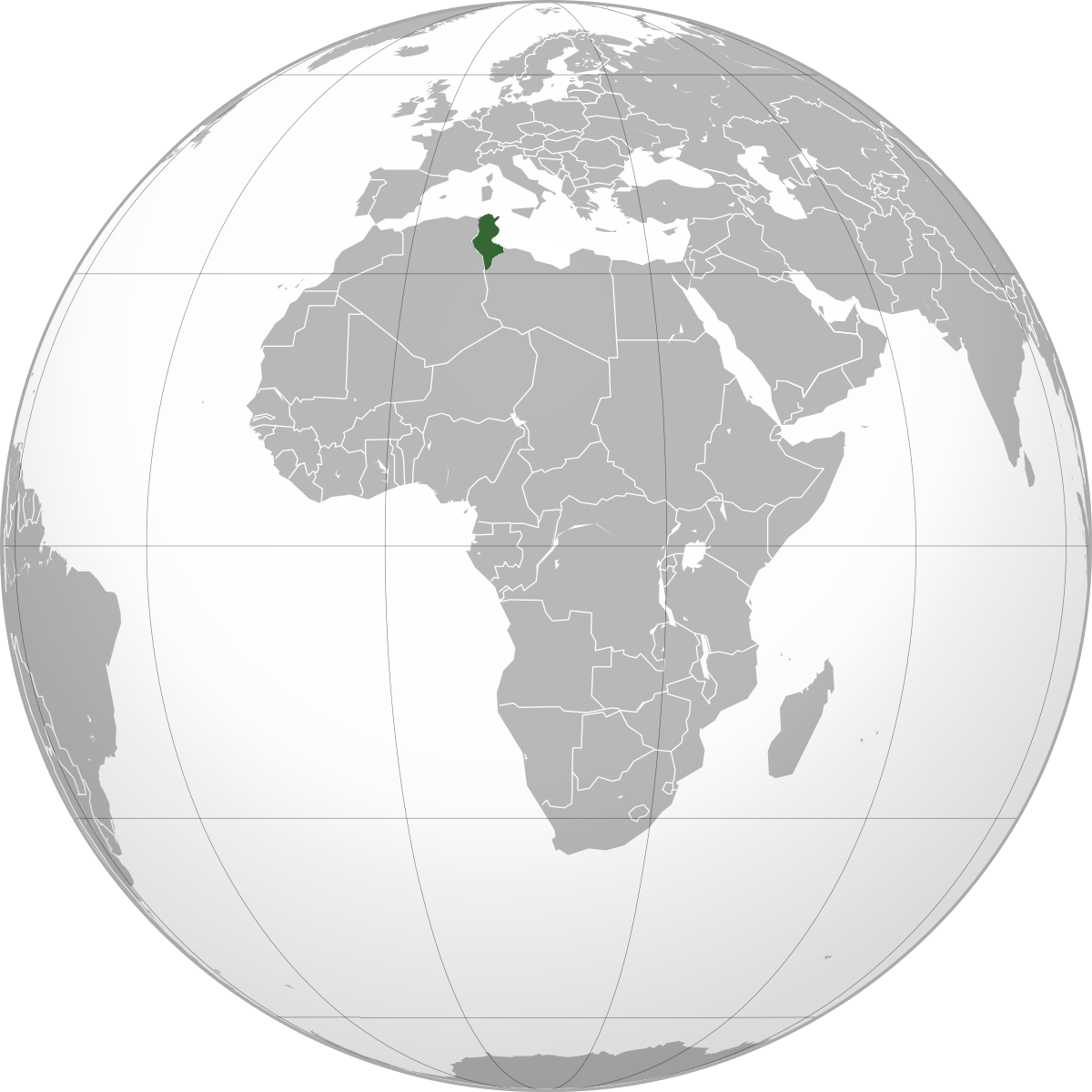 tunisie sur la carte du monde