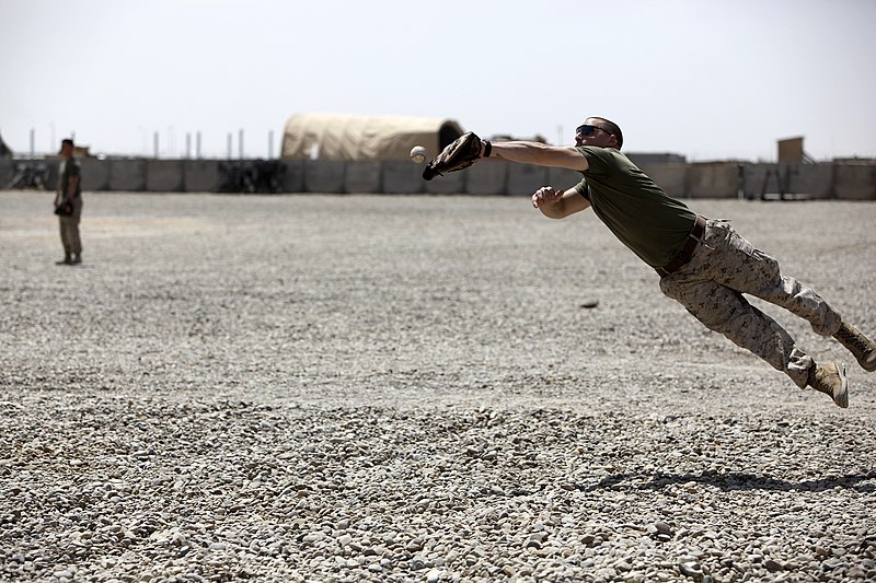 File:U.S. Marines with Combat Logistics Company 28, Combat Logistics Regiment 2 play baseball during their company barbecue at Camp Dwyer in Helmand province, Afghanistan, April 3, 2013 130403-M-KS710-083.jpg