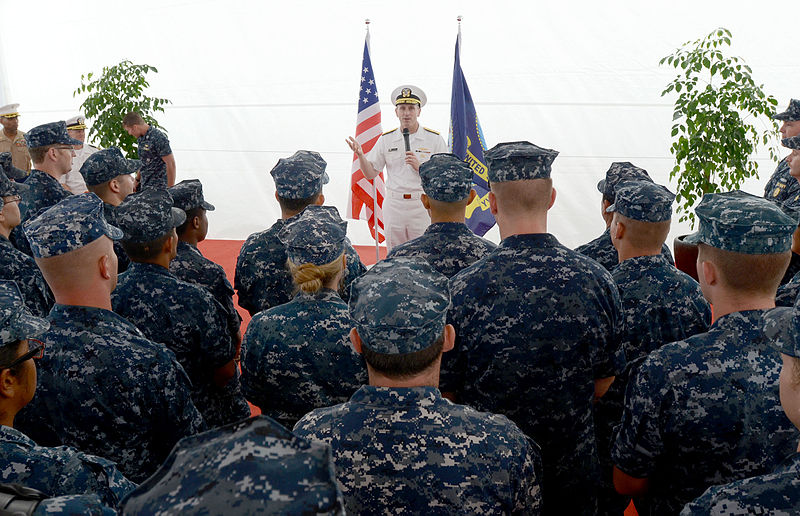 File:U.S. Navy Adm. Jonathan Greenert, center, the chief of naval operations, discusses the future of littoral combat ship platforms during an all-hands call aboard the littoral combat ship USS Freedom (LCS 1) 130514-N-YU572-045.jpg