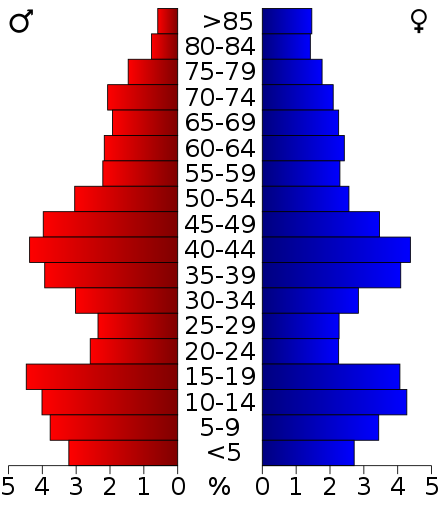 2000 Census Age Pyramid for Lafayette County